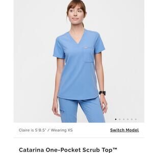 Figs Ceil Blue Caterina One Pocket Scrub Top Shirt - Bundle of 3 Size XS